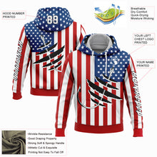 Загрузить изображение в средство просмотра галереи, Custom Red US Navy Blue-Black 3D American Flag And Fish Hook Fishing Sports Pullover Sweatshirt Hoodie