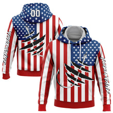 Загрузить изображение в средство просмотра галереи, Custom Red US Navy Blue-Black 3D American Flag And Fish Hook Fishing Sports Pullover Sweatshirt Hoodie