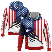 Загрузить изображение в средство просмотра галереи, Custom Red US Navy Blue-Black 3D American Flag And Fish Hook Fishing Sports Pullover Sweatshirt Hoodie