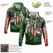 Charger l'image dans la galerie, Custom Aurora Green White-Black 3D American Flag And Largemouth Bass Fish Fishing Sports Pullover Sweatshirt Hoodie