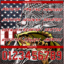 Загрузить изображение в средство просмотра галереи, Custom Navy Red-Steel Gray 3D American Flag And Striped Bass Fish Fishing Sports Pullover Sweatshirt Hoodie