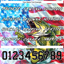 Загрузить изображение в средство просмотра галереи, Custom Sky Blue Black-Red 3D American Flag And Largemouth Bass Fish Fishing Sports Pullover Sweatshirt Hoodie