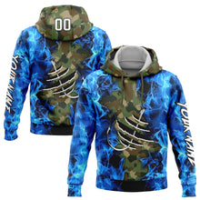 Загрузить изображение в средство просмотра галереи, Custom Camo White-Black 3D Flame And Fish Hook Fishing Sports Pullover Sweatshirt Salute To Service Hoodie