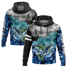 Загрузить изображение в средство просмотра галереи, Custom Black Camo-White 3D Largemouth Bass Fish Fishing Sports Pullover Sweatshirt Hoodie