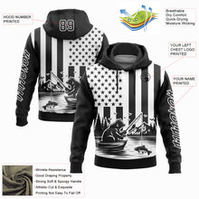 Загрузить изображение в средство просмотра галереи, Custom Black White 3D American Flag And Fish Fishing Sports Pullover Sweatshirt Hoodie