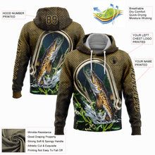 Загрузить изображение в средство просмотра галереи, Custom Old Gold Black 3D Walleye Fish Fishing Sports Pullover Sweatshirt Hoodie
