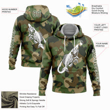 Laden Sie das Bild in den Galerie-Viewer, Custom Camo Olive-White 3D Fish Hook Skull Fishing Sports Pullover Sweatshirt Salute To Service Hoodie