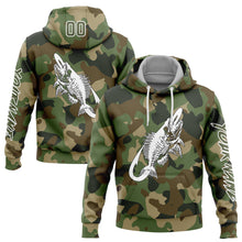Laden Sie das Bild in den Galerie-Viewer, Custom Camo Olive-White 3D Fish Hook Skull Fishing Sports Pullover Sweatshirt Salute To Service Hoodie