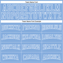 Load image into Gallery viewer, Custom Stitched Light Blue White 3D Pattern Design Color Blocking Stripe Sports Pullover Sweatshirt Hoodie