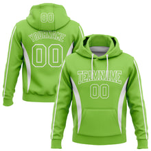 Load image into Gallery viewer, Custom Stitched Neon Green White 3D Pattern Design Color Blocking Stripe Sports Pullover Sweatshirt Hoodie