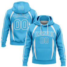 Charger l'image dans la galerie, Custom Stitched Sky Blue White 3D Pattern Design Contrast Color Stripe Sports Pullover Sweatshirt Hoodie