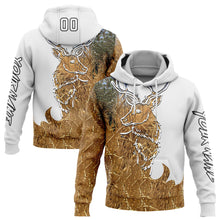 Charger l'image dans la galerie, Custom White Black-Old Gold 3D Deer Hunting Sports Pullover Sweatshirt Hoodie