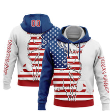 Charger l'image dans la galerie, Custom White Red-US Navy Blue 3D American Flag And Deer Hunting Sports Pullover Sweatshirt Hoodie