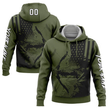 Charger l'image dans la galerie, Custom Olive White-Black 3D American Flag And Bow Hunter Hunting Sports Pullover Sweatshirt Hoodie