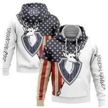 Charger l'image dans la galerie, Custom White Navy 3D American Flag And Deer Hunting Sports Pullover Sweatshirt Hoodie