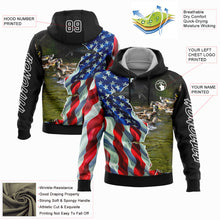 Charger l'image dans la galerie, Custom Black White 3D American Flag And Duck Hunting Sports Pullover Sweatshirt Hoodie