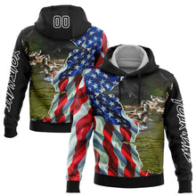 Charger l'image dans la galerie, Custom Black White 3D American Flag And Duck Hunting Sports Pullover Sweatshirt Hoodie