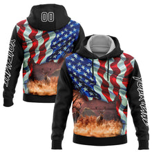 Charger l'image dans la galerie, Custom Black White 3D American Flag And Deer Hunting Sports Pullover Sweatshirt Hoodie