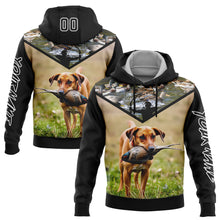 Laden Sie das Bild in den Galerie-Viewer, Custom Black White 3D Bow Hunter And Pheasant Hunting With Dog Sports Pullover Sweatshirt Hoodie