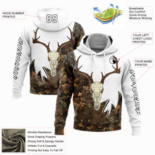 Charger l'image dans la galerie, Custom White Black-Camo 3D Deer Skull Hunting Sports Pullover Sweatshirt Hoodie