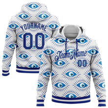 Laden Sie das Bild in den Galerie-Viewer, Custom Stitched White Royal 3D Pattern Design Evil Eyes Sports Pullover Sweatshirt Hoodie