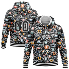 Laden Sie das Bild in den Galerie-Viewer, Custom Stitched Black White 3D Pattern Design Evil Eyes Sports Pullover Sweatshirt Hoodie