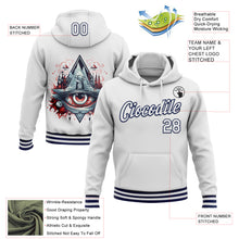 Загрузить изображение в средство просмотра галереи, Custom Stitched White Navy 3D Pattern Design Evil Eyes Sports Pullover Sweatshirt Hoodie