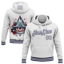 Загрузить изображение в средство просмотра галереи, Custom Stitched White Navy 3D Pattern Design Evil Eyes Sports Pullover Sweatshirt Hoodie