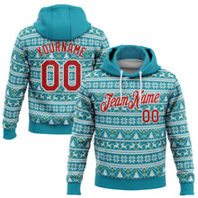 Загрузить изображение в средство просмотра галереи, Custom Stitched Midnight Green Red-White 3D Christmas Sports Pullover Sweatshirt Hoodie