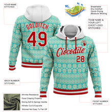 Загрузить изображение в средство просмотра галереи, Custom Stitched Aqua Red-White 3D Christmas Sports Pullover Sweatshirt Hoodie