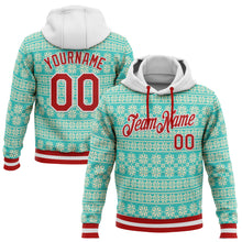 Загрузить изображение в средство просмотра галереи, Custom Stitched Aqua Red-White 3D Christmas Sports Pullover Sweatshirt Hoodie