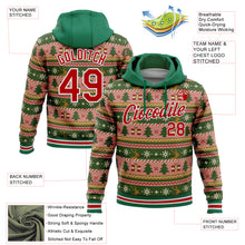 Загрузить изображение в средство просмотра галереи, Custom Stitched Kelly Green Red-White 3D Christmas Sports Pullover Sweatshirt Hoodie