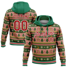 Загрузить изображение в средство просмотра галереи, Custom Stitched Kelly Green Red-White 3D Christmas Sports Pullover Sweatshirt Hoodie