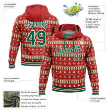 Загрузить изображение в средство просмотра галереи, Custom Stitched Red Kelly Green-White 3D Christmas Sports Pullover Sweatshirt Hoodie
