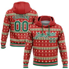 Загрузить изображение в средство просмотра галереи, Custom Stitched Red Kelly Green-White 3D Christmas Sports Pullover Sweatshirt Hoodie