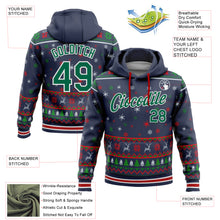 Загрузить изображение в средство просмотра галереи, Custom Stitched Navy Kelly Green-White 3D Christmas Sports Pullover Sweatshirt Hoodie