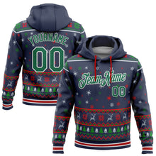 Загрузить изображение в средство просмотра галереи, Custom Stitched Navy Kelly Green-White 3D Christmas Sports Pullover Sweatshirt Hoodie