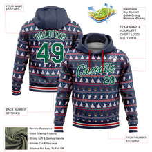 Загрузить изображение в средство просмотра галереи, Custom Stitched Navy Kelly Green-White 3D Christmas Sports Pullover Sweatshirt Hoodie