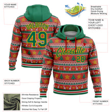 Загрузить изображение в средство просмотра галереи, Custom Stitched Red Kelly Green-Gold 3D Christmas Sports Pullover Sweatshirt Hoodie
