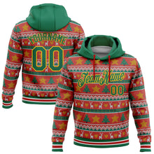 Загрузить изображение в средство просмотра галереи, Custom Stitched Red Kelly Green-Gold 3D Christmas Sports Pullover Sweatshirt Hoodie