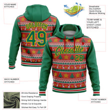 Загрузить изображение в средство просмотра галереи, Custom Stitched Red Kelly Green-Gold 3D Christmas Sports Pullover Sweatshirt Hoodie