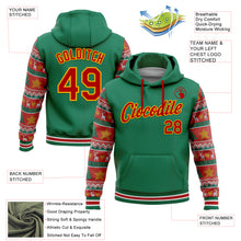 Загрузить изображение в средство просмотра галереи, Custom Stitched Kelly Green Red-Gold 3D Christmas Sports Pullover Sweatshirt Hoodie