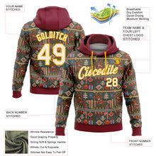 Загрузить изображение в средство просмотра галереи, Custom Stitched Crimson Cream-Gold 3D Christmas Sports Pullover Sweatshirt Hoodie