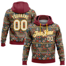 Загрузить изображение в средство просмотра галереи, Custom Stitched Crimson Cream-Gold 3D Christmas Sports Pullover Sweatshirt Hoodie