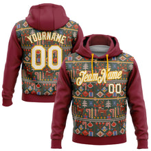 Загрузить изображение в средство просмотра галереи, Custom Stitched Crimson Cream-Gold 3D Christmas Sports Pullover Sweatshirt Hoodie
