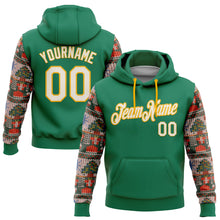 Загрузить изображение в средство просмотра галереи, Custom Stitched Kelly Green Cream-Gold 3D Christmas Sports Pullover Sweatshirt Hoodie