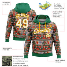 Загрузить изображение в средство просмотра галереи, Custom Stitched Kelly Green Cream-Gold 3D Christmas Sports Pullover Sweatshirt Hoodie