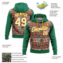 Загрузить изображение в средство просмотра галереи, Custom Stitched Kelly Green Cream-Gold 3D Christmas Sports Pullover Sweatshirt Hoodie