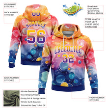 Charger l'image dans la galerie, Custom Stitched Gold Purple-Royal Fade 3D Pattern Design Colorful Bubbles Sports Pullover Sweatshirt Hoodie