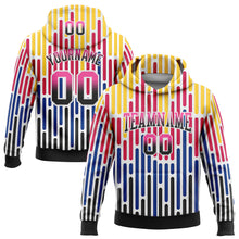 Загрузить изображение в средство просмотра галереи, Custom Stitched White Pink-Black Fade 3D Pattern Design Colorful Stripes Shapes Sports Pullover Sweatshirt Hoodie